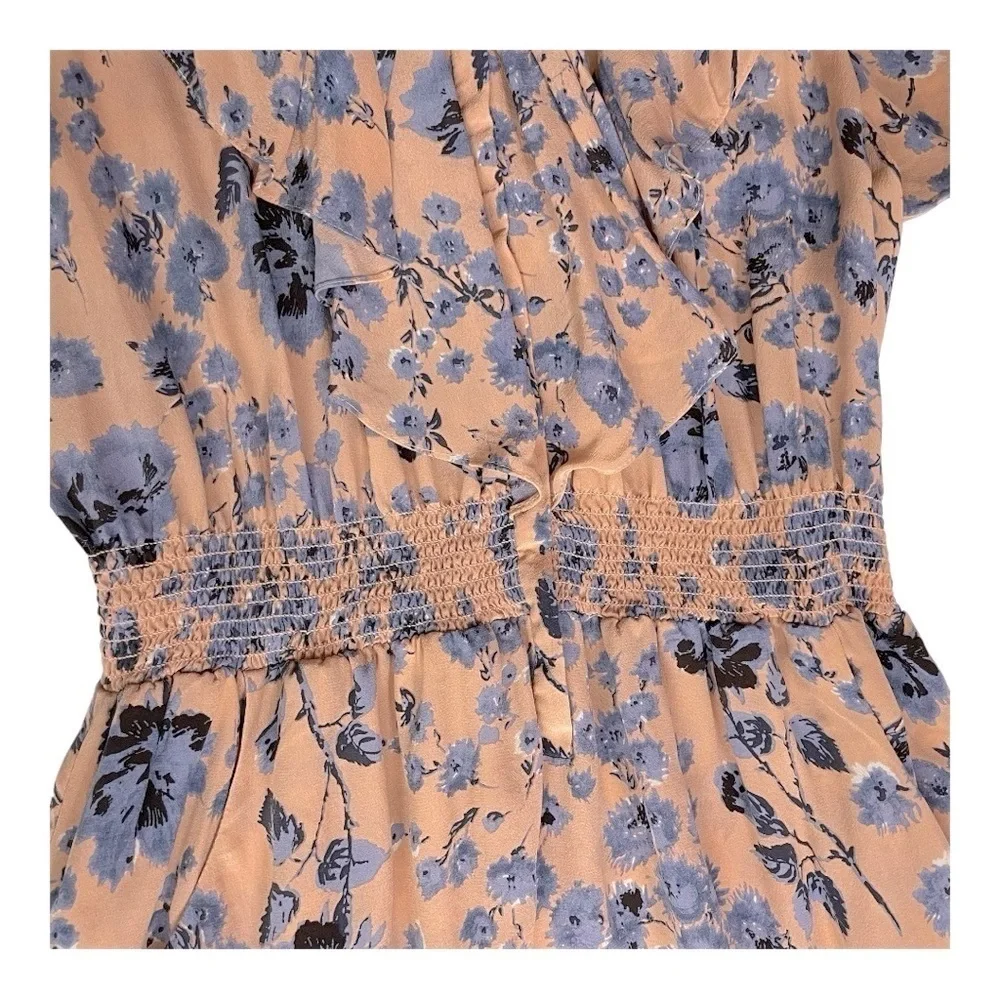 Rebecca Taylor Silk Floral Ruffle Mini Dress Blue and Pink size 4